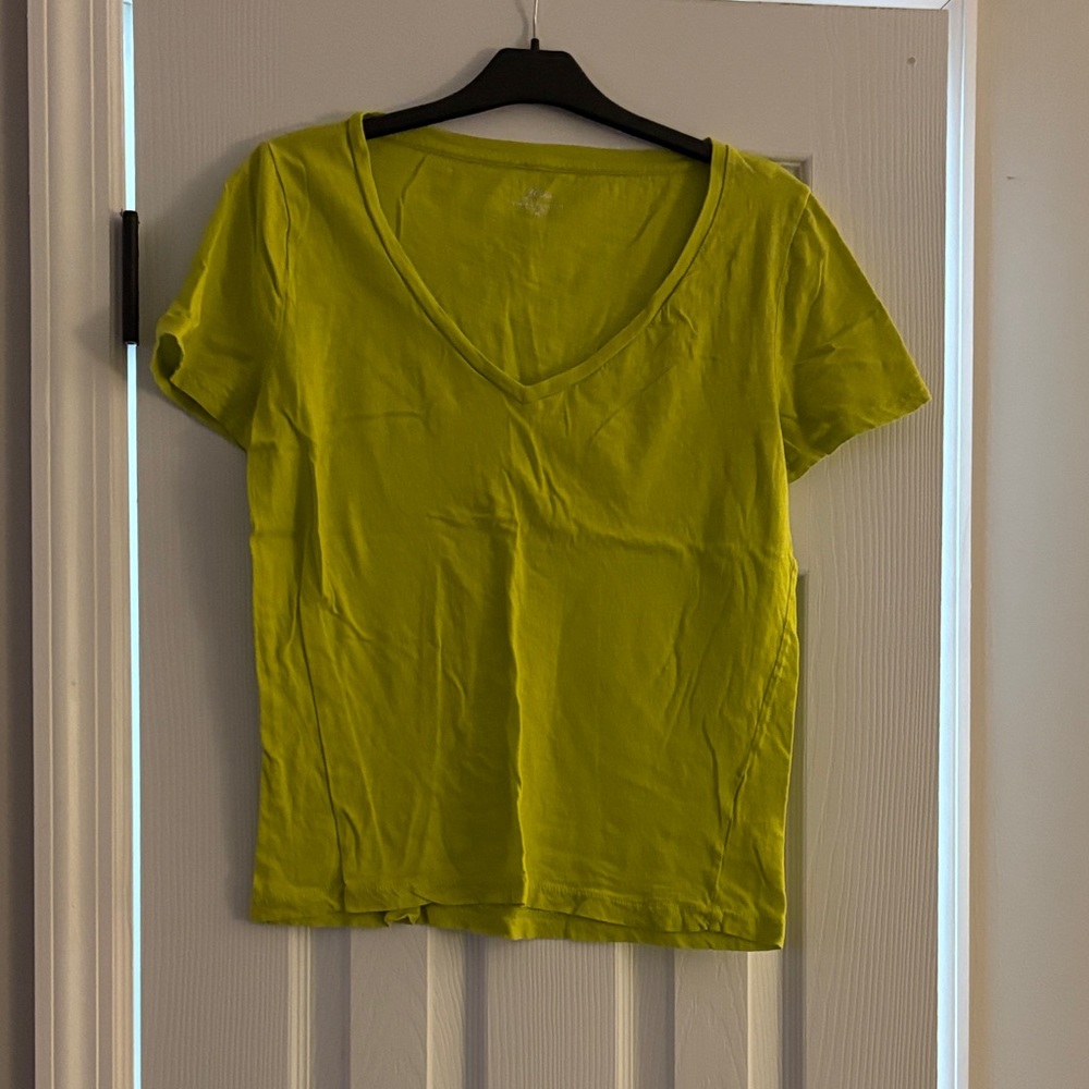 J. Crew Bright Green V-Neck Tee